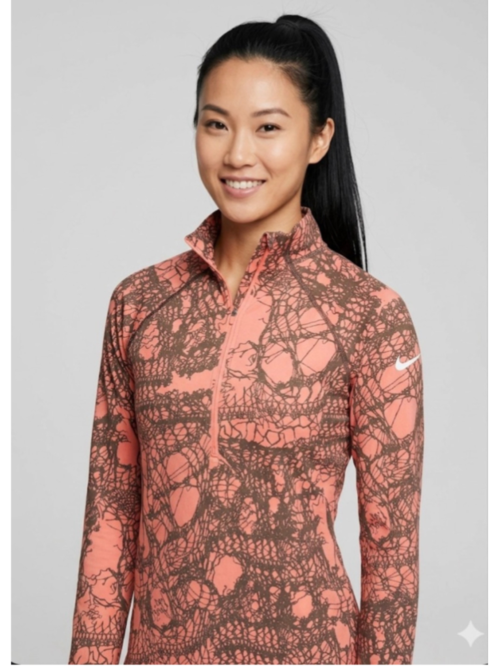 Nike Coral Brown Abstract Long Sleeve Tee L